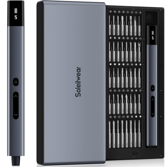 Mini Electric Screwdriver Set, Small Electric Precision Screwdriver with 5 Torque Levels, Max 0.75N.m, 500mAh Battery, 50-in-1 Cordless Power Screwdriver Kit for Laptop, Phone & Electronics Repair