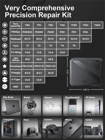 Wesdut 52in1 Precision Screwdriver Set, [Super Durable] Small Repair Kit, PC Accessories, PS5 Cleaning Kit, Tool Sets for Men, Fit MacBook, Computer, Laptop, Watch, PS4, Xbox, Eyeglass, Console More