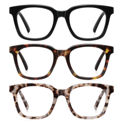 AIMISUV Reading Glasses for Women Men - Blue Light Blocking Magnifying Readers,Oprah Square Anti-Glare Computer Eyeglasses(3Pack,2.25X)