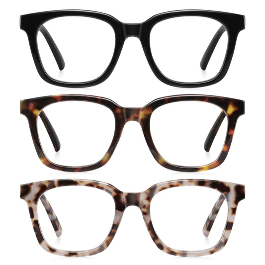 AIMISUV Reading Glasses for Women Men - Blue Light Blocking Magnifying Readers,Oprah Square Anti-Glare Computer Eyeglasses(3Pack,2.25X)