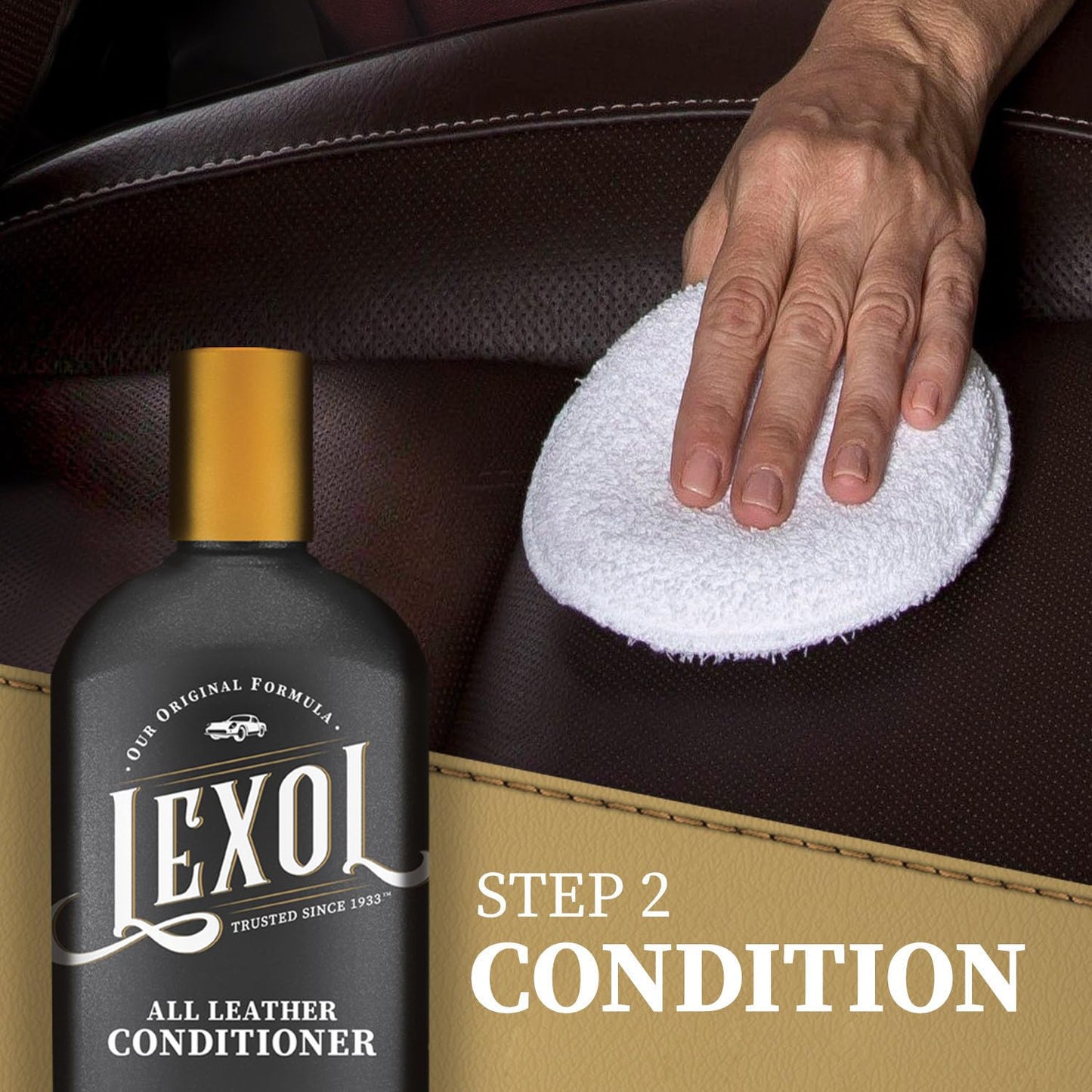 Lexol All Leather Cleaner and Conditioner Kit for Car Seats and Interiors, Couches and Furniture, Shoes and Boots, Baseball Gloves and Horse Saddles, Two 8 oz Bottles and Two Sponges