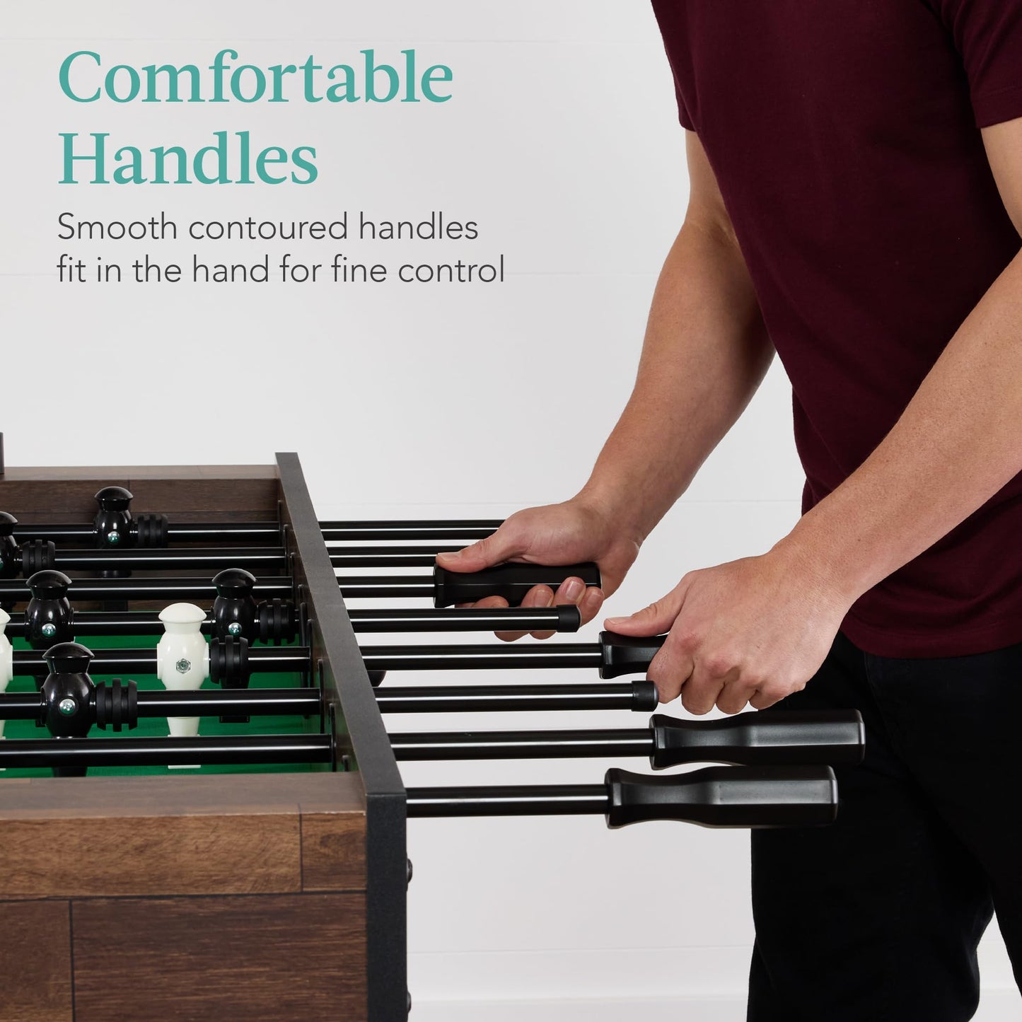 Best Choice Products Large 54 Inch Full-Size Foosball Table for Home, Game Room - Includes 2 Balls, 2 Cup Holders - Walnut