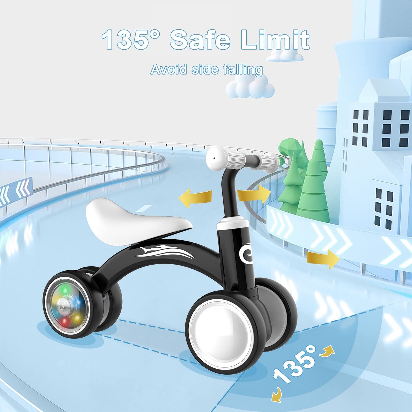 Colorful Lighting Baby Balance Bike Toys for 1-2 Year Old Boy Gifts, 10-36 Month Toddler Balance Bike, No Pedal 4 Silence Wheels&Soft Seat First Riding on Toys, One Year Old Boy Birthday Gifts.