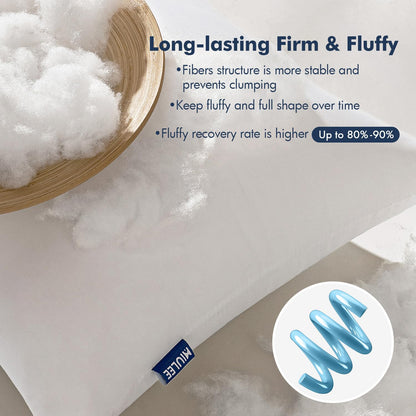 MIULEE Throw Pillows Inserts, Pack of 2 18x18 Inch 100% Virgin Fiber Filling Bed Couch Pillows