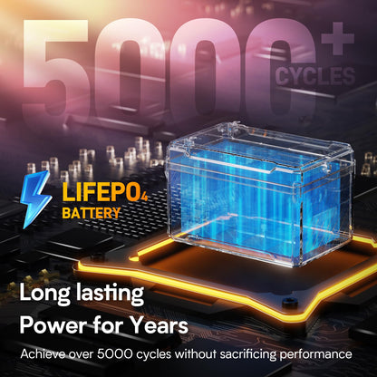 GOLDENMATE 12V 16Ah LiFePO4 Battery, IP67 Waterproof, 12V Lithium Battery w/ 5000+ Deep Cycles, Built-in BMS, Premium Lithium Iron Phosphate Cell, Ideal for Solar, Marine, Fishfinder, Off-grid camping