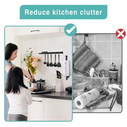 Paper Towel Holder, Self Adhesive or Drilling Paper Towel Holder Under Cabinet, Stainless Steel Black Paper Towel Holders Wall Mount for Kitchen, Bathroom, Sink, Pantry, Fridge