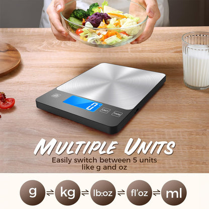 NASA-Grade 33lb Digital Kitchen Scale, Precisely Measures Grams and Ounces for Baking and Cooking, Waterproof Tempered Glass