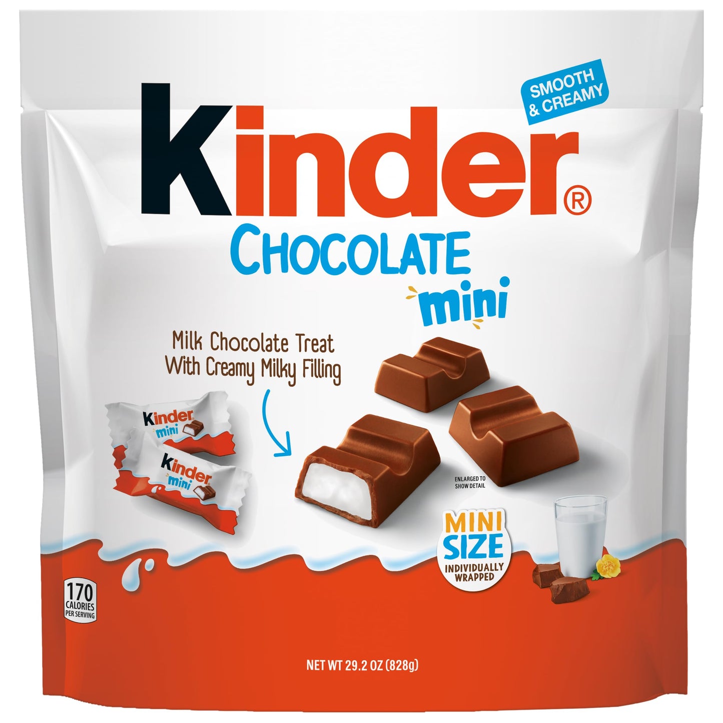 Kinder Chocolate Mini, 29.2 oz Bulk Pack, Up to 138 Minis, Milk Chocolate Bar with Creamy Milky Filling, Individually Wrapped Candy