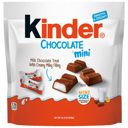 Kinder Chocolate Mini, 29.2 oz Bulk Pack, Up to 138 Minis, Milk Chocolate Bar with Creamy Milky Filling, Individually Wrapped Candy