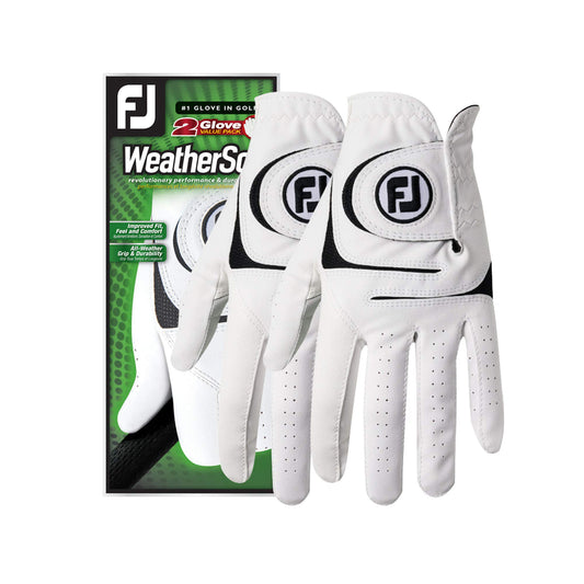 FootJoy Men's WeatherSof 2-Pack Golf Glove White Cadet Medium, Worn on Left Hand