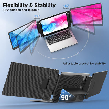 Portable Monitor 14-inch, 1080P FHD Laptop Screen Extender, Plug & Play, Updated Alloy Stand, Triple Screen Laptop Monitor Extender fits Laptops with Screens up to 14.56" Wide, Windows, Mac, Chrome