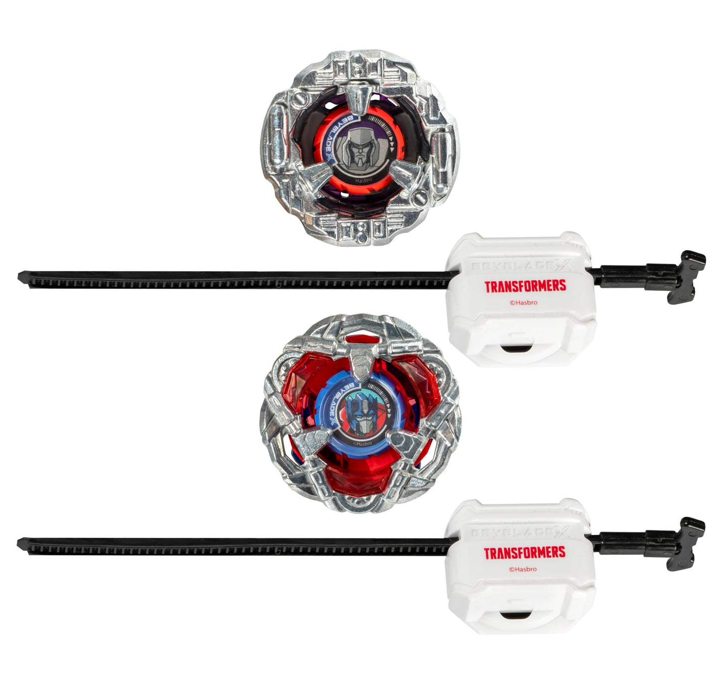 Beyblade X Transformers Collab Optimus Prime 4-60P vs. Megatron 4-80B Multipack Set with 2 Tops & 2 launchers; Battling Top Toys for 8 Year Old Boys & Girls (Amazon Exclusive)