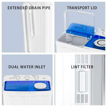 Auertech Portable Washing Machine, 40lbs Twin Tub Washer Large Laundry Machine with Drain Pump, Semi-automatic 24lbs Washer 16lbs Spinner Combo for Dorms, Apartments, RVs