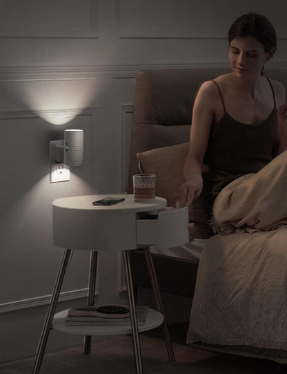 L LOHAS LED Night Light, Bright Night Light, Night Lights Plug into Wall, Daylight White, Dimmable Night Lights White Shade, Light Sensor, Decorative Night Lights for Hallway Bathroom Kitchen, 2 Pack