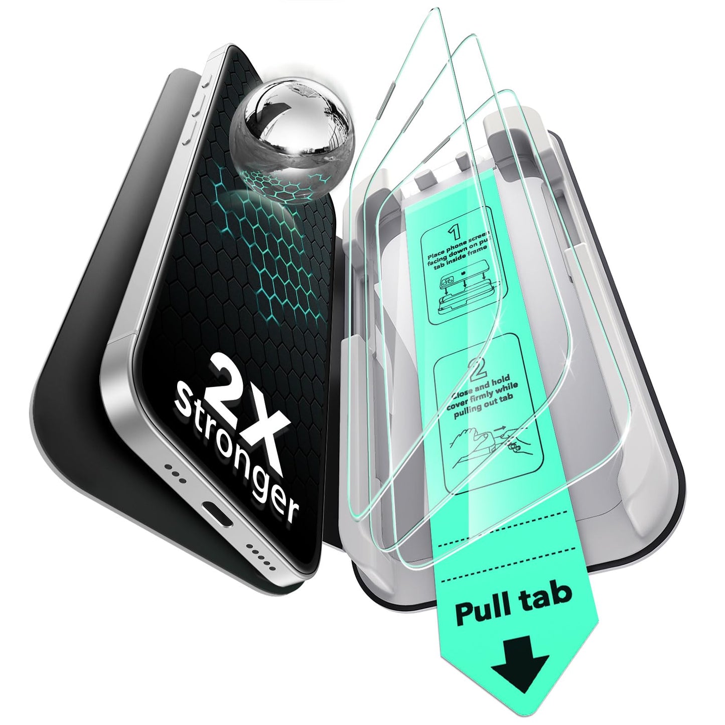 ESR 3 Pack for iPhone 16e/ iPhone 14/ iPhone 13/13 Pro Screen Protector, Military Grade Shatterproof, 9H Hardness, Tempered Glass with UltraFit Tray