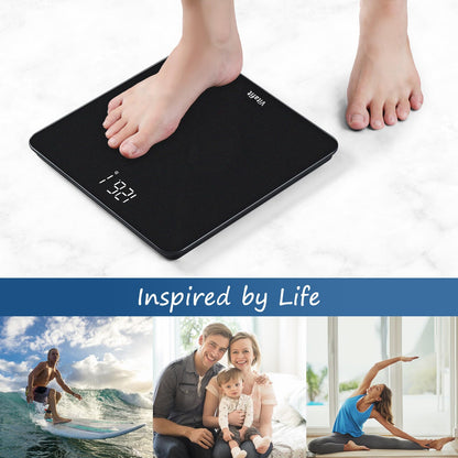 Vitafit Scale for Body Weight, High Precision by Weight Scale Professional Factory Since 2001, Bathroom Scale with LED and Step On, 3*AAA Batteries Included, 400lb/182kg, Spray Silver Black