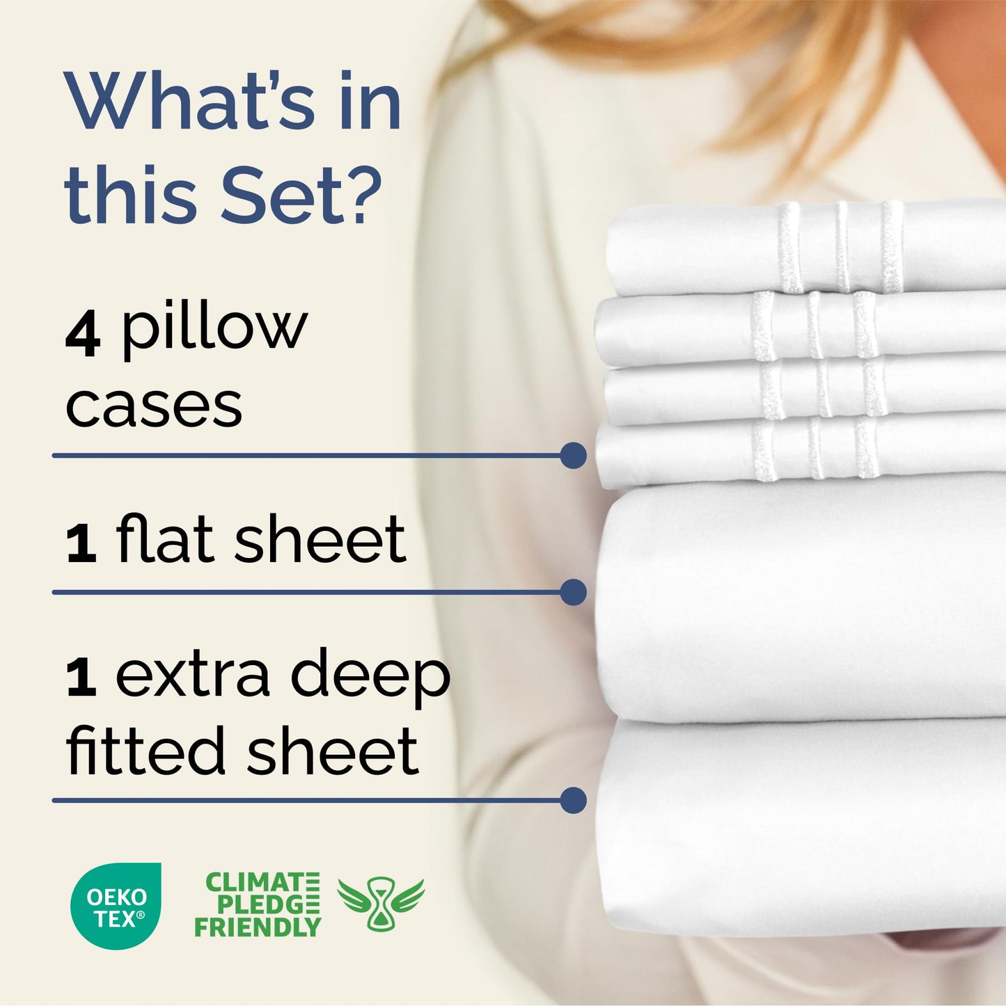 Extra Deep Queen Sheet Set - 6 Piece Breathable and Cooling Sheets - Hotel Luxury Bed Sheets Set - Easy & Secure Fit - Soft, Wrinkle Free and Comfy Sheets Set - White Sheet Set with Extra Deep Pockets
