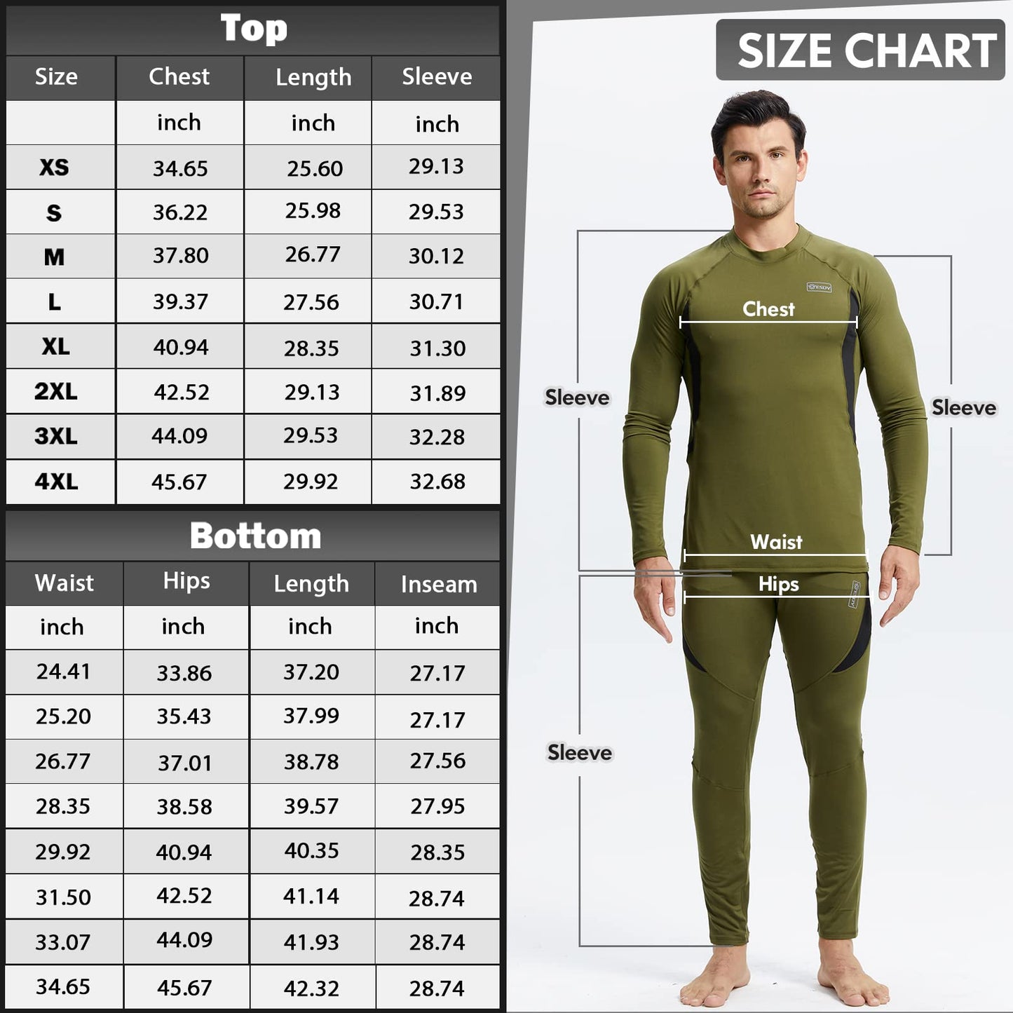 romision Thermal Underwear for Men, Fleece Lined Long Johns Hunting Gear for Men Base Layer Set Cold Weather Clothes