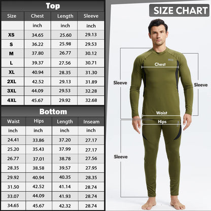 romision Thermal Underwear for Men, Fleece Lined Long Johns Hunting Gear for Men Base Layer Set Cold Weather Clothes