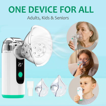 Hand-held Nebulizer for Respiratory System, Portable Nebulizer with Self-Clean Mode, Rechargeable Nebulizer for Home Office Travel