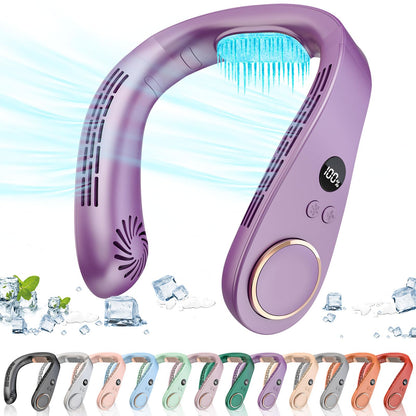 Neck Air Conditioner Portable Neck AC,Person Wireless Chargable Headband Conditioning Cooling Fan,Powerful Best Present in Summer Hot Flases for Fathers Day,Teacher Appreciation,Child Birthday Purple