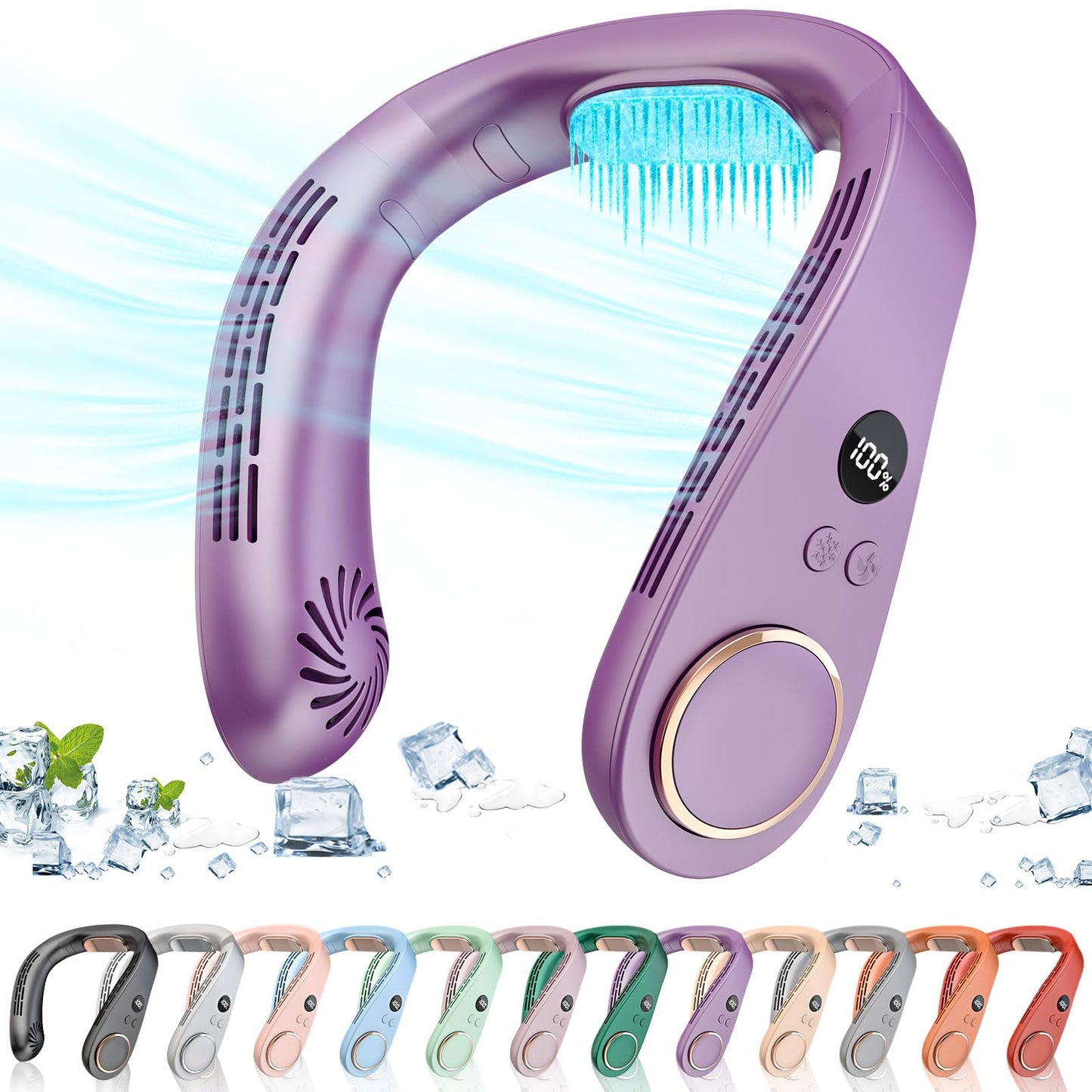 Neck Air Conditioner Portable Neck AC,Person Wireless Chargable Headband Conditioning Cooling Fan,Powerful Best Present in Summer Hot Flases for Fathers Day,Teacher Appreciation,Child Birthday Purple