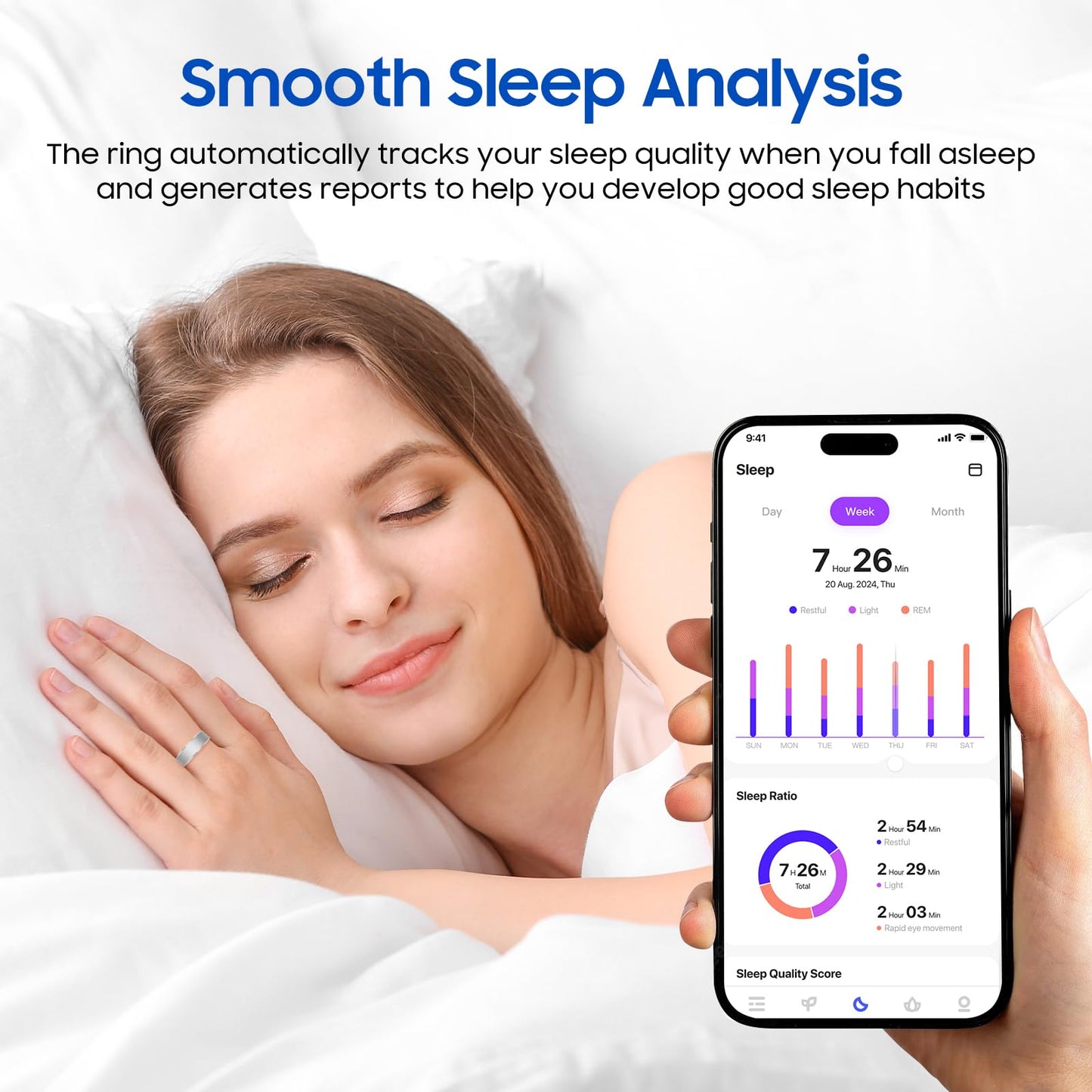 prxxhri Smart Health Ring, Featuring Stress and Sleep Monitoring Functions, Compatible with iOS and Android,Waterproof Fitness Tracker for Women & Men, No Subscription Fee. (Rose Gold, 10)