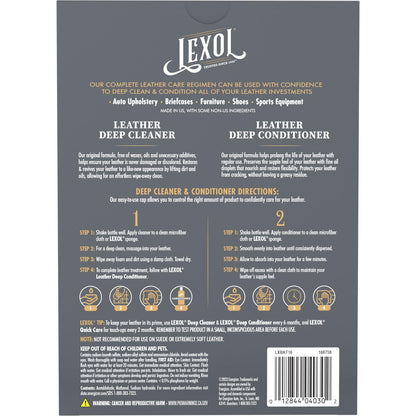 Lexol Leather Care Kit Conditioner and Cleaner, Use on Car Leather, Furniture, Shoes, Bags and Accessories, Trusted Leather Care Since 1933, Quick & Easy 2-Step Regimen, 16.9 oz Bottles Plus 2 Sponges,Black