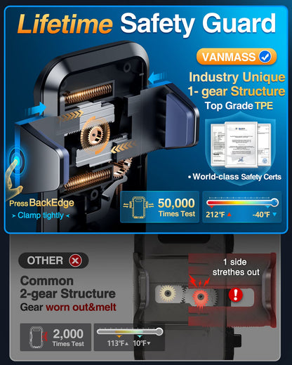 VANMASS 【65+LBS Strongest Suction & Military-Grade 2024 Ultimate Car Phone Mount【Patent & Safety Certs】 Cell Phone Holder Truck Stand for Dashboard Windshield Vent for iPhone 16 15 Pro Max 14 Samsung