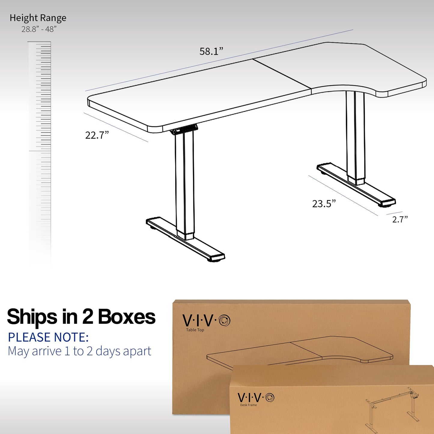 VIVO Electric Corner 58 x 35 inch L-Shaped Standing Desk Workstation, Memory Controller Height Adjustment, Reversible Black Top, Black Frame, DESK-KIT-1BRB