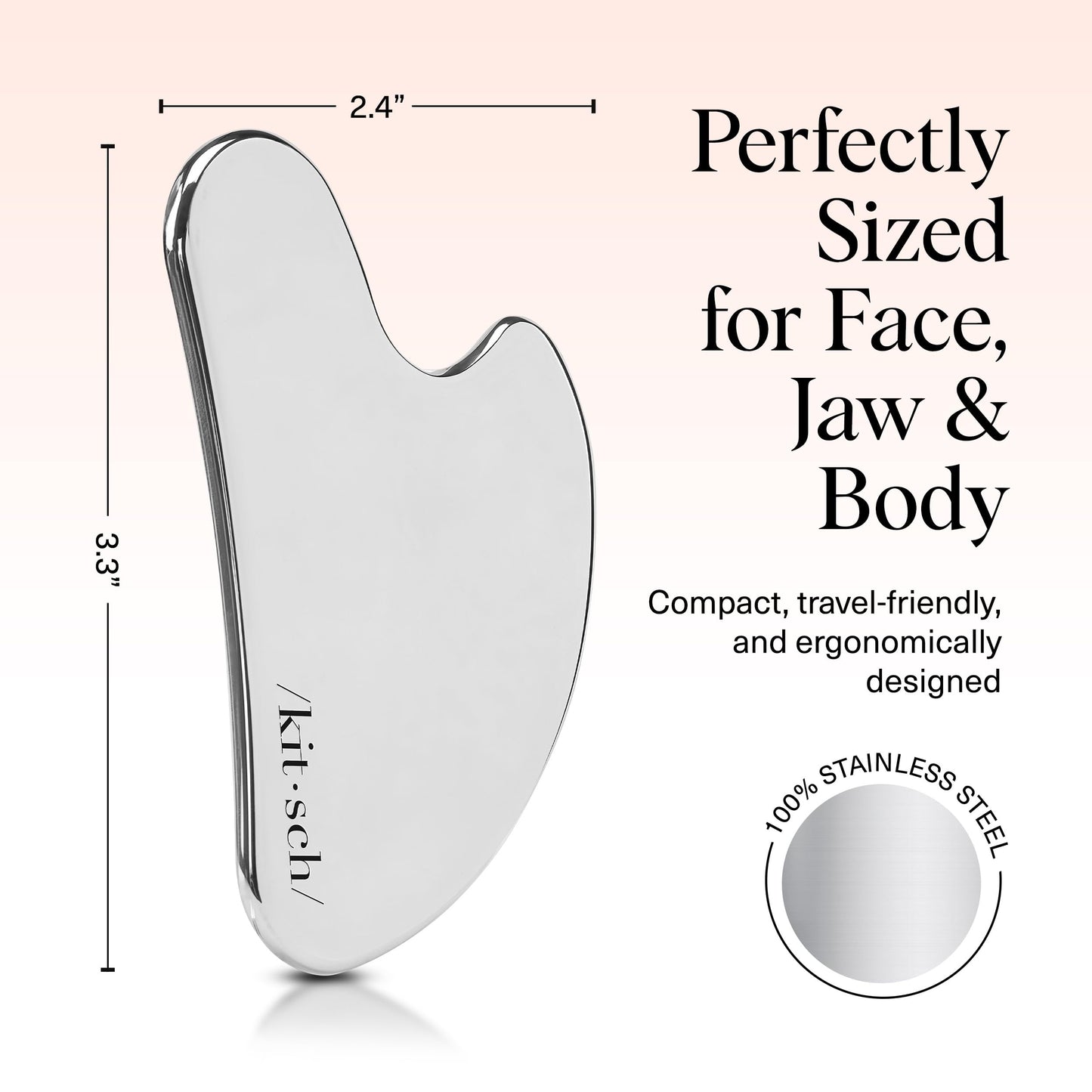 Kitsch Stainless Steel Gua Sha Facial Tools - Guasha Tool for Face, Face Sculpting Tool, Jawline Shaper, Double Chin Reducer, Body Gua Sha Tools, Lymphatic Drainage Massager, Facial Skin Care - Silver