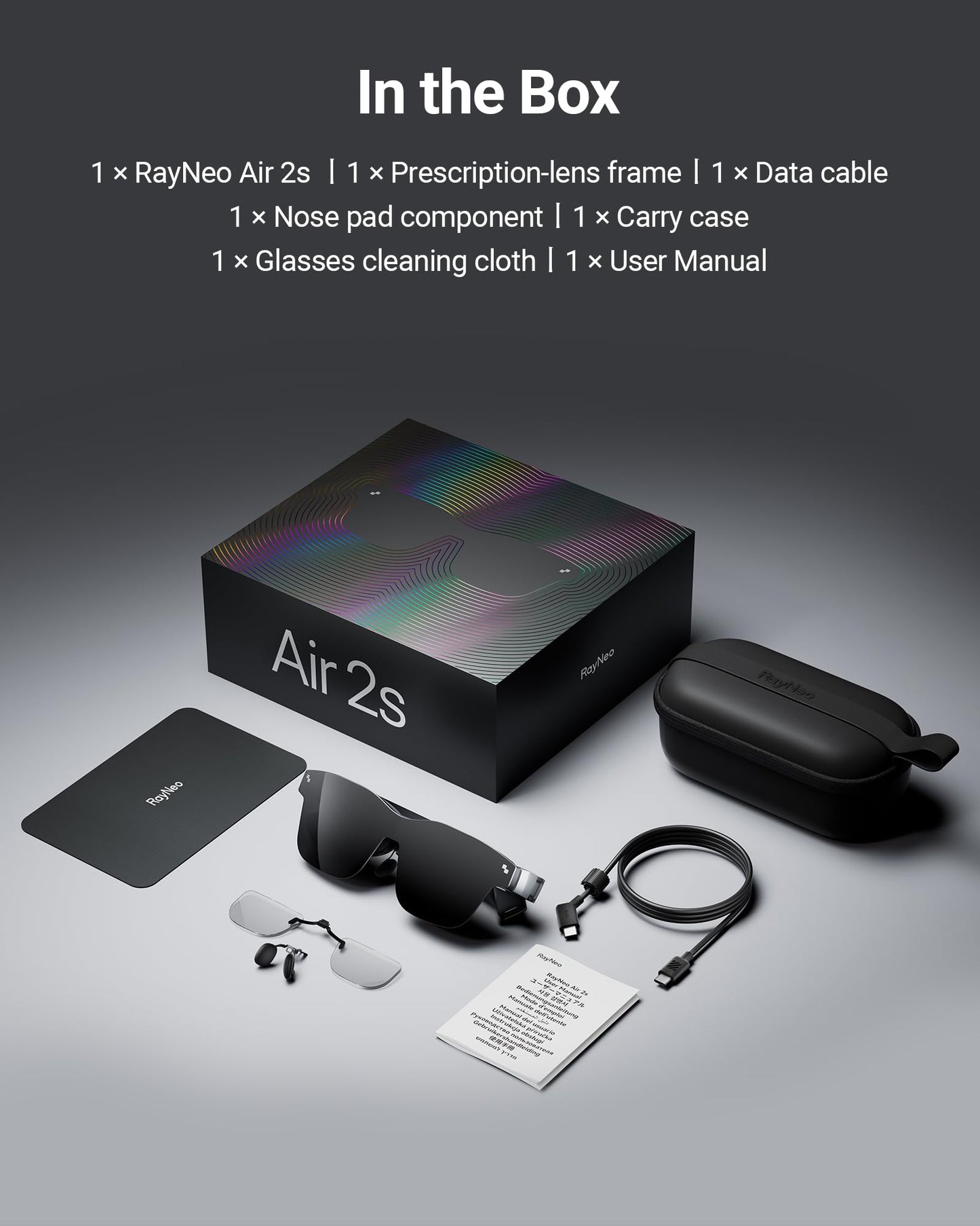 RAYNEO Air 2s XR Glasses - Latest AR Glasses with 4 Speakers, 201" Micro OLED with 120 Hz, 5000 nits Brightness, Smart Glasses for iPhone 15/15 Pro Max/Android/MacBook/Switch/PS5/Gaming Console