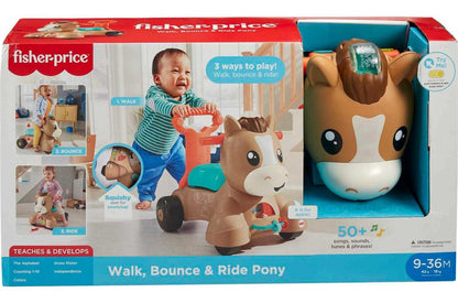 Fisher-Price Baby Learning Toy, Walk Bounce & Ride Pony Musical Walker & Ride-On for Infants & Toddlers Ages 9+ Months (Amazon Exclusive)