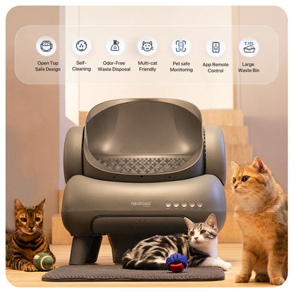 Neakasa M1 Open-Top Self Cleaning Cat Litter Box, Automatic Cat Litter Box with APP Control, Odor-Free Waste Disposal includes Trash Bags