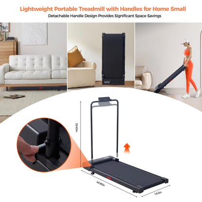 SUOUER Walking Pad Treadmill with Handle Bar, 2026 Upgrade Portable Under Desk Treadmill for Home Small with Handles, 3.0HP Walking Pad for Home, 0.6-7.6MPH, 350LBS