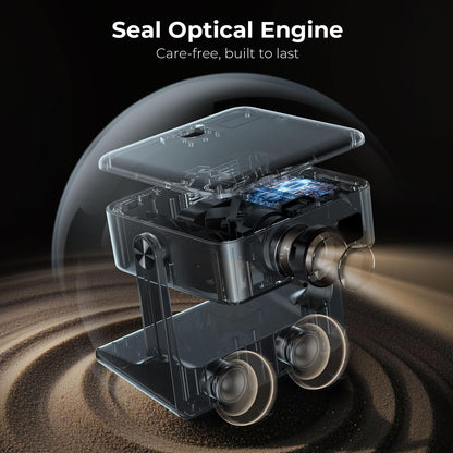 Outdoor-Projector-4K [1200 ANSI/Google TV/Voice Control] Smart Projector with WiFi 6 and Bluetooth, 10,000+ Apps, AI Focus Portable Proyector with Netflix, Sovbio 1080P Audio Movie Home [180° Stand]