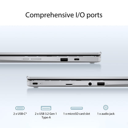 ASUS Chromebook Flip CX1 Convertible Laptop, 14" FHD NanoEdge 360-degree Touchscreen, Intel Celeron N4500 Processor, 128GB eMMC Storage, 8GB RAM, ChromeOS, Transparent Silver, CX1400FKA-AS88FT