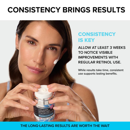 SimplyVital Collagen, Retinol & Hyaluronic Acid Cream - Anti-Aging Retinol Cream for Face, Neck & Décolleté - Made in USA - Daily Moisturizer Face Cream - 3.38 fl oz