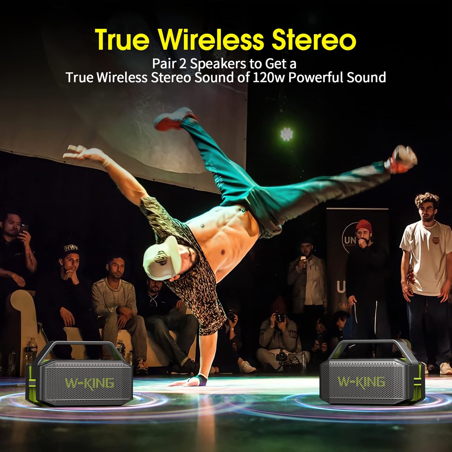 W-KING Bluetooth Speakers 60W(100Peak), IPX6 Waterproof Speakers, Loud Portable Speaker Wireless, Outdoor Powerful Stereo Speaker with Rich Bass, Power Bank/Bluetooth 5.0/40H Playtime/TF Card/AUX/NFC