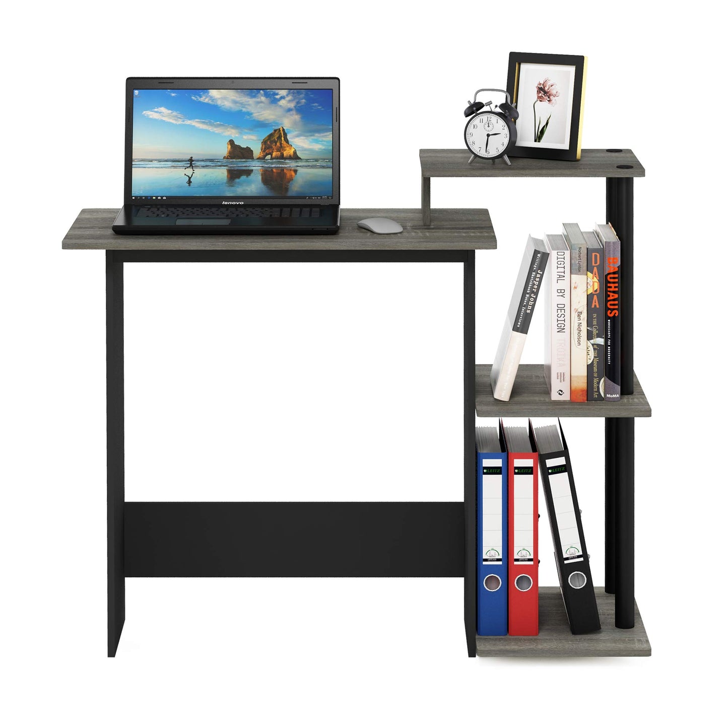 Furinno EFFICIENT Desk, Gaming Desk, with 3 Open Side Shelves, Laptop Notebook Computer Desk,Office Desk for Home Office, Study Room, Dorm, French Oak