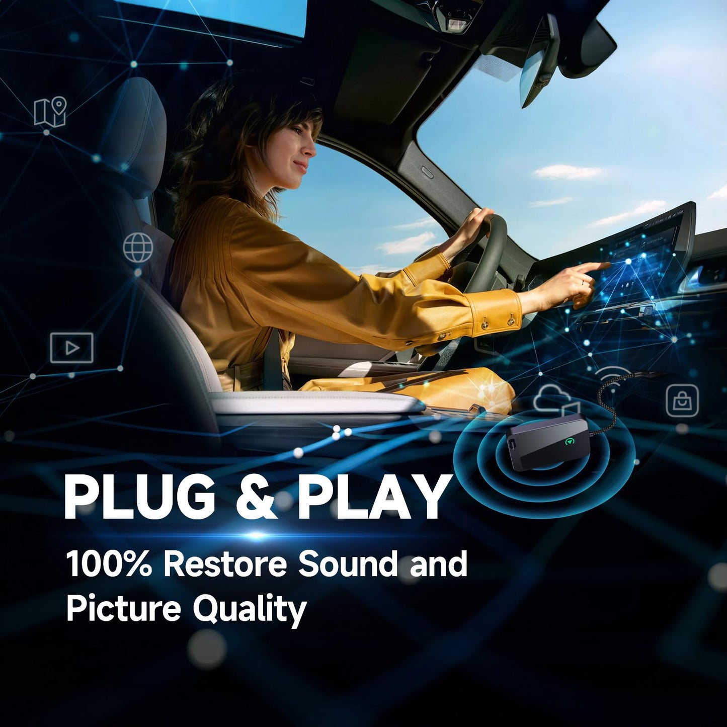 Jemluse Wireless CarPlay Adapter for Apple iPhone (2024 Upgraded) - Multi-User Seamless Connection for Convert Wired to Wireless Car Play Adapter - No Latency from iOS 10+ to Screen w/USB C (Gray)