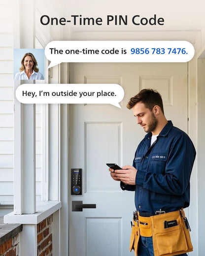 Philips Fingerprint Door Lock with 2 Lever Handles Set, Keyless Entry Door Lock with Handles, Electronic Door Lock Set with Code, Door Lock Set for Front Door,Auto Lock, Touchscreen Keypad with Key