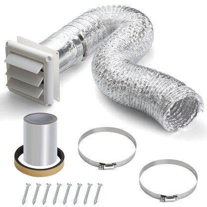Dryer Vent Kit with Hose/Duct Connector/Wall Plate,4 Inch Dryer Vent Hose Connector Wall Ducting Kit for Bathroom Ventilation Fans Exhaust,Ceiling Washer Air Circulation