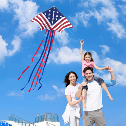 Kaiciuss American Flag Delta Kite for Kids & Adults Easy to Fly Large, The Easiest Single Line for Beach, it Comes with 300ft String Kite Handle