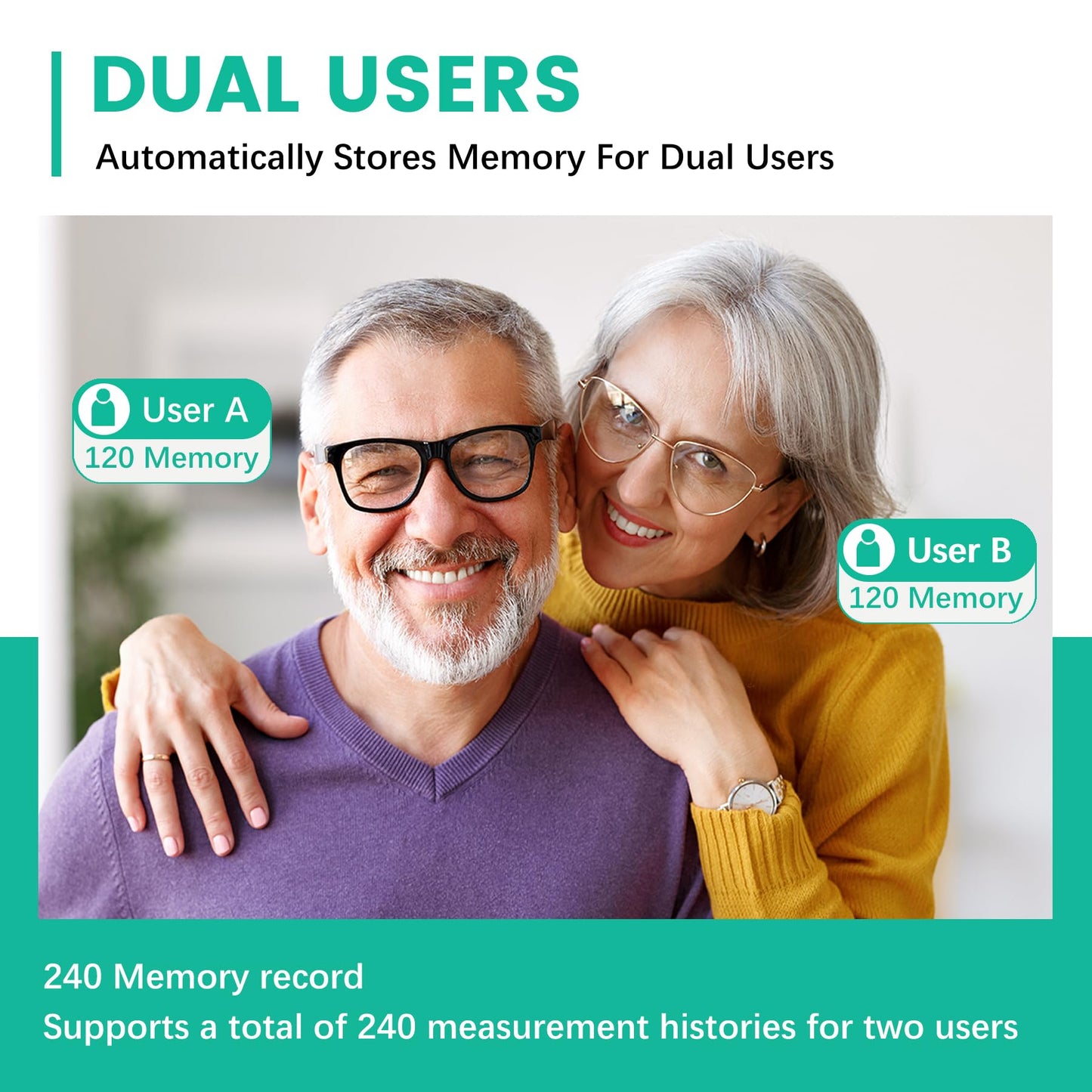 Oklar Blood Pressure Monitor Upper Arm Monitors for Home Use BP Machine Sphygmomanometer with 2x120 Reading Memory Adjustable Arm Cuff 8.7"-15.7" Large Display with LED Background Light Storage Bag