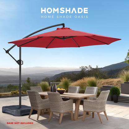 HOMSHADE 10ft Offset Patio Umbrella - Offset Hanging Cantilever Patio Outdoor Market Umbrella UPF50+ UV Protection with Easy Tilt Adjustment and Crank for Pool Deck and Garden(Red)