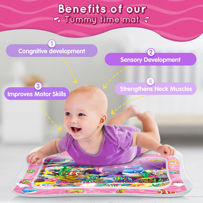 Infinno Tummy Time Water Mat for Babies, Baby Toys for 3 6 9 Months Girls and Boys Sensory Development, Great Gift Idea for Newborns