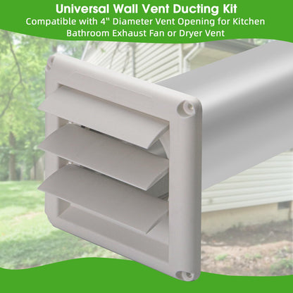 Dryer Vent Kit with Hose/Duct Connector/Wall Plate,4 Inch Dryer Vent Hose Connector Wall Ducting Kit for Bathroom Ventilation Fans Exhaust,Ceiling Washer Air Circulation