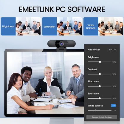 EMEET 1080P Webcam with Microphone, C960 Web Camera, 2 Mics, 90° FOV, USB Type-A & A-to-C Adapter, Plug&Play Computer Camera for Online Calling/Conferencing, Zoom/Skype/Facetime/YouTube, 2025 Version