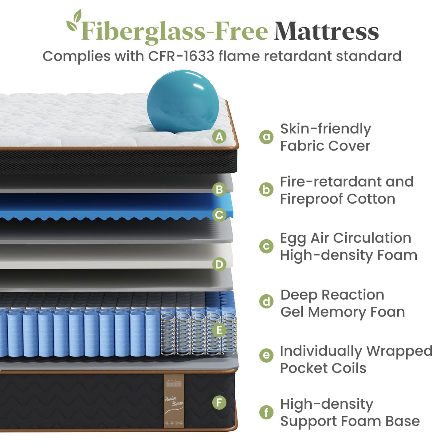 FP Flexpedic Queen Mattress, 12 Inch Extra Plush Hybrid Mattress with Memory Foam,Fiberglass-Free Mattress in a Box, Individual Pocket Spring-Motion Isolation-Edge Support,100 Nights Trial,CertiPUR-US